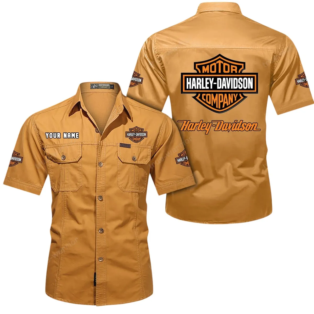 Vintage Motorcycles Lovers Gift Short Sleeved Shirt, Button Up Shirt Exclusive Logo For Car Owners CAR444052625780 - Turmeric