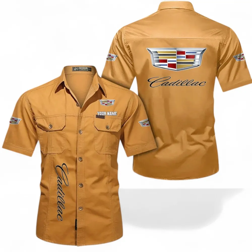Vintage Old Car Short Sleeved Shirt, Button up Shirt Exclusive Logo For Car Owners, Custom Name CAR392072125825-Turmeric