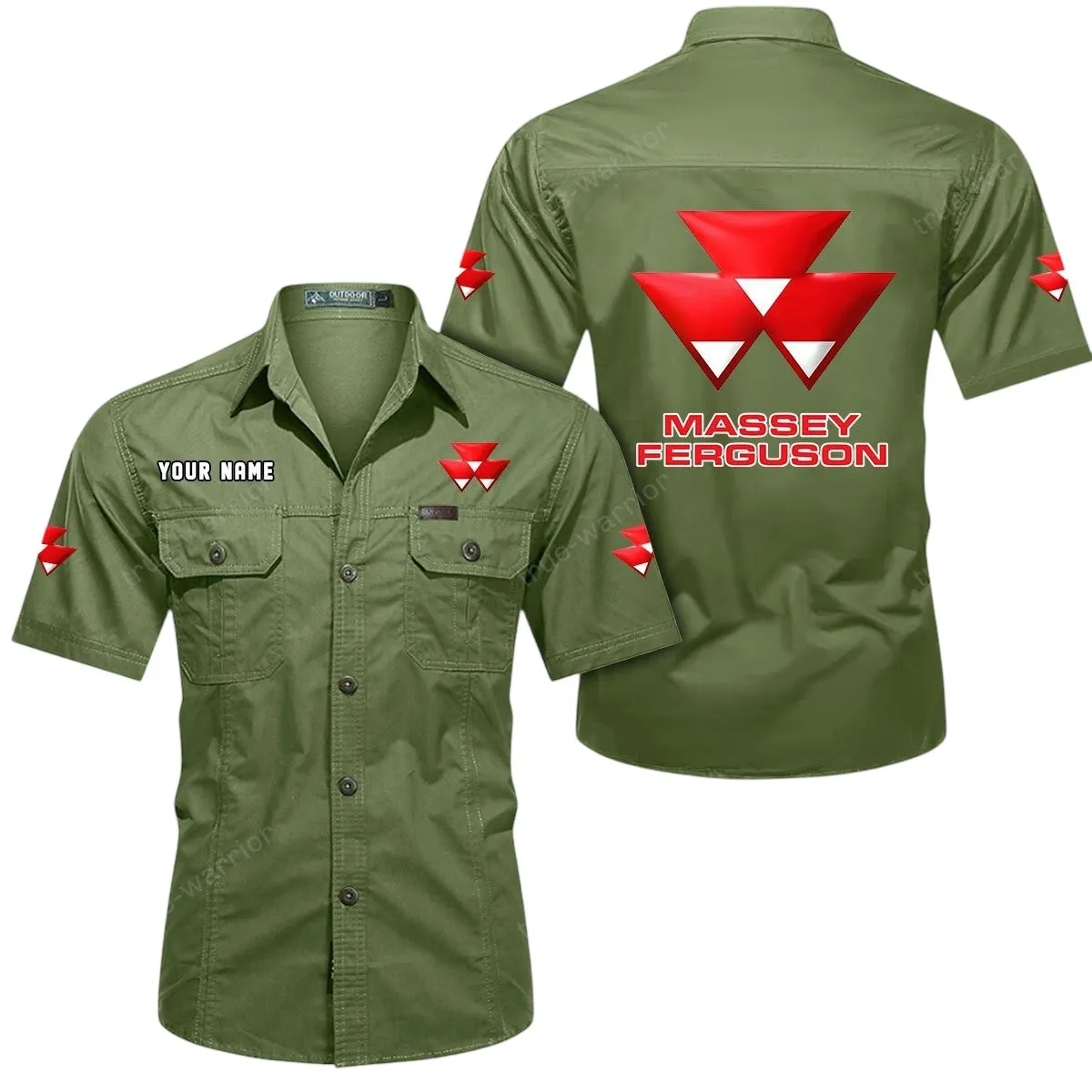 Vintage Red Tractor Lovers Gift Short Sleeved Shirt, Button Up Shirt Exclusive Logo For Car Owners CAR444052625962 - Fruit Green