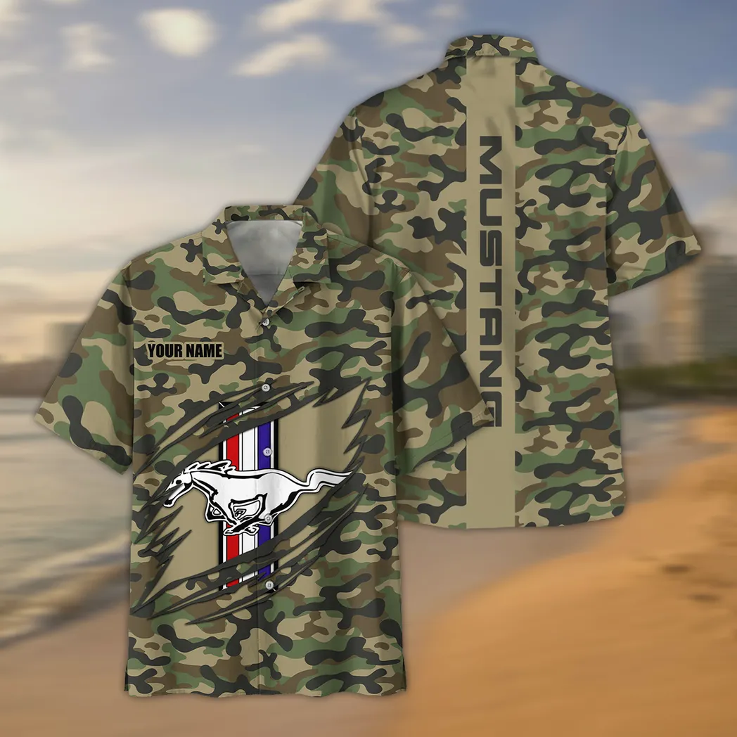 Vintage Sport Auto Lovers Gift Hawaiian Shirt, Button up Shirt Camo Style For Car Owners, Custom Name CAR210040825703
