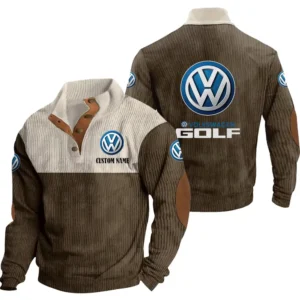 Car Golf Men's Stand Up Collar Base Shirt, Collar Hoodie Exclusive Logo For Car Motorcycles Fans CAR20012203 - Brown