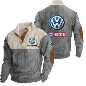 Car Gti Men's Stand Up Collar Base Shirt, Collar Hoodie Exclusive Logo For Car Motorcycles Fans CAR20012201 - Grey
