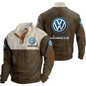 Car Scirocco Men's Stand Up Collar Base Shirt, Collar Hoodie Exclusive Logo For Car Motorcycles Fans CAR20012205 - Brown