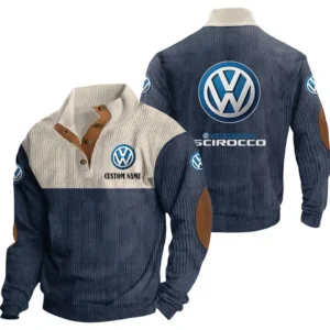 Car Scirocco Men's Stand Up Collar Base Shirt, Collar Hoodie Exclusive Logo For Car Motorcycles Fans CAR20012205 - Navy Blue