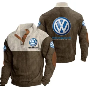 Car Men's Stand Up Collar Base Shirt, Collar Hoodie Exclusive Logo For Car Motorcycles Fans CAR20012202 - Brown