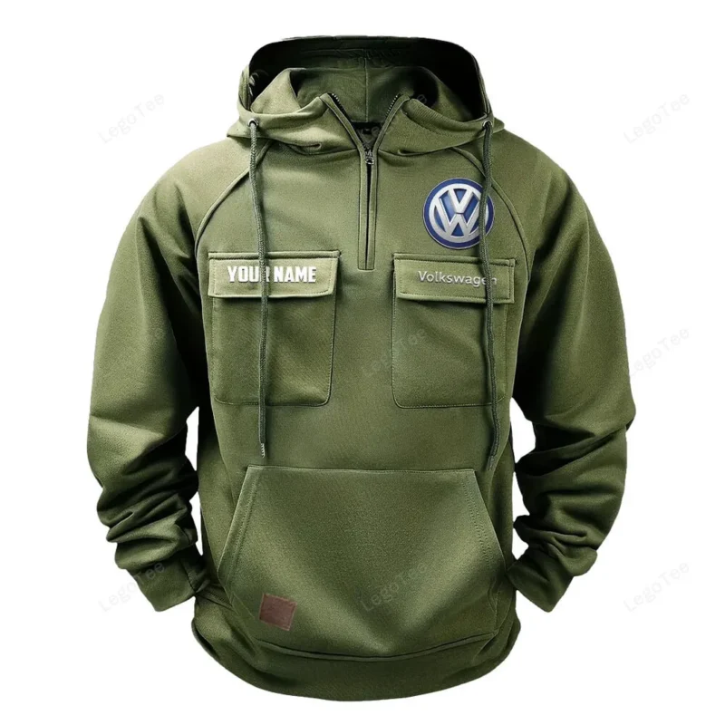 Car Hoodie Tactical Quarter Zip, Hoodie Exclusive Logo For Car Lovers - Army Green CAR109021425336-1