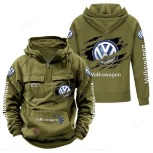 Car Hoodie Tactical Quarter Zip, Hoodie Exclusive Logo For Car Lovers - Army Green CAR122021425000-1