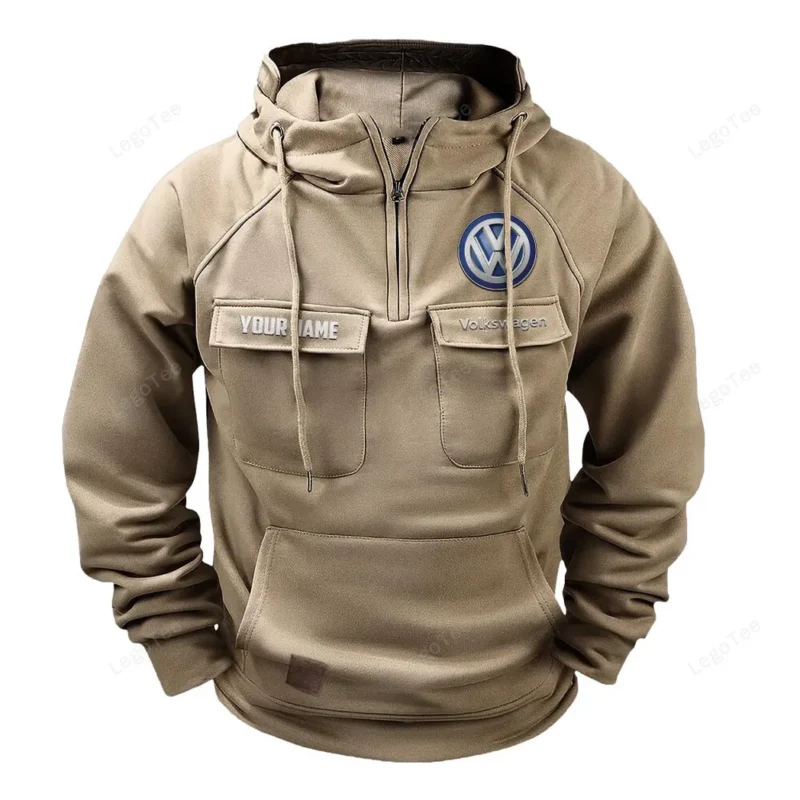 Car Hoodie Tactical Quarter Zip, Hoodie Exclusive Logo For Car Lovers - Khaki CAR109021425336-4