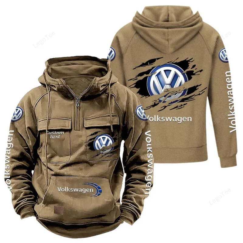 Car Hoodie Tactical Quarter Zip, Hoodie Exclusive Logo For Car Lovers - Khaki CAR122021425000-4