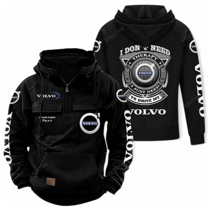 Car Hoodie Tactical Quarter Zip, Hoodie Exclusive Logo For Car Owners CAR106021525012 - Black