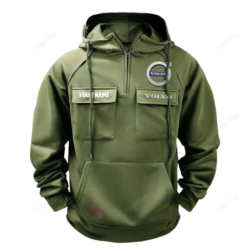 Car Hoodie Tactical Quarter Zip, Hoodie Exclusive Logo For Car Lovers - Army Green CAR109021425349-1