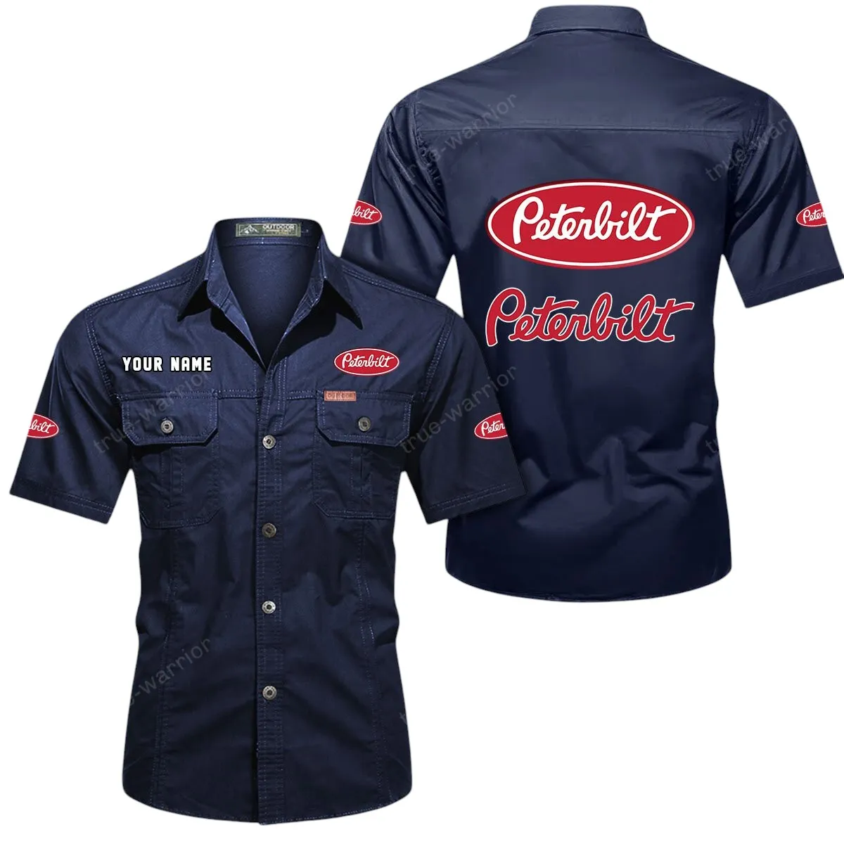 Work Truck Lovers Gift Short Sleeved Shirt, Button Up Shirt Exclusive Logo For Car Owners CAR444052625931 - Dark Blue