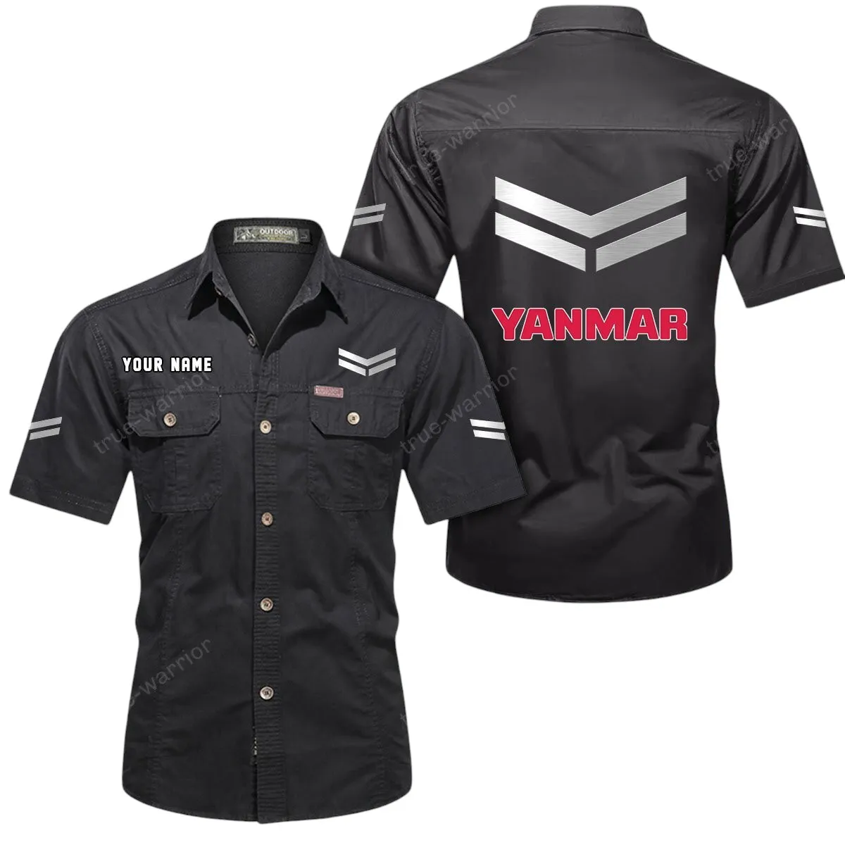 Yanmar Lovers Gift Short Sleeved Shirt, Button Up Shirt Exclusive Logo For Car Owners CAR444052625946 - Black