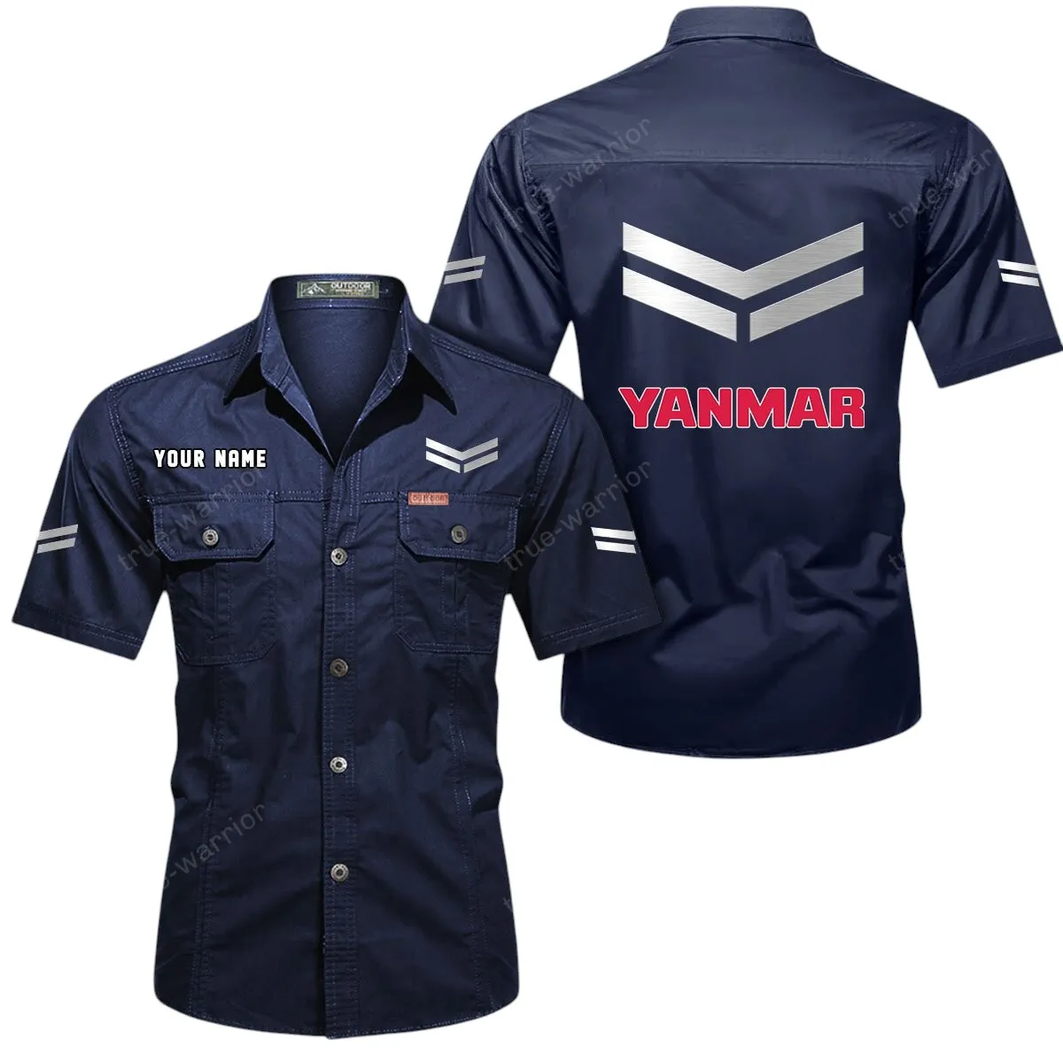 Yanmar Lovers Gift Short Sleeved Shirt, Button Up Shirt Exclusive Logo For Car Owners CAR444052625946 - Dark Blue