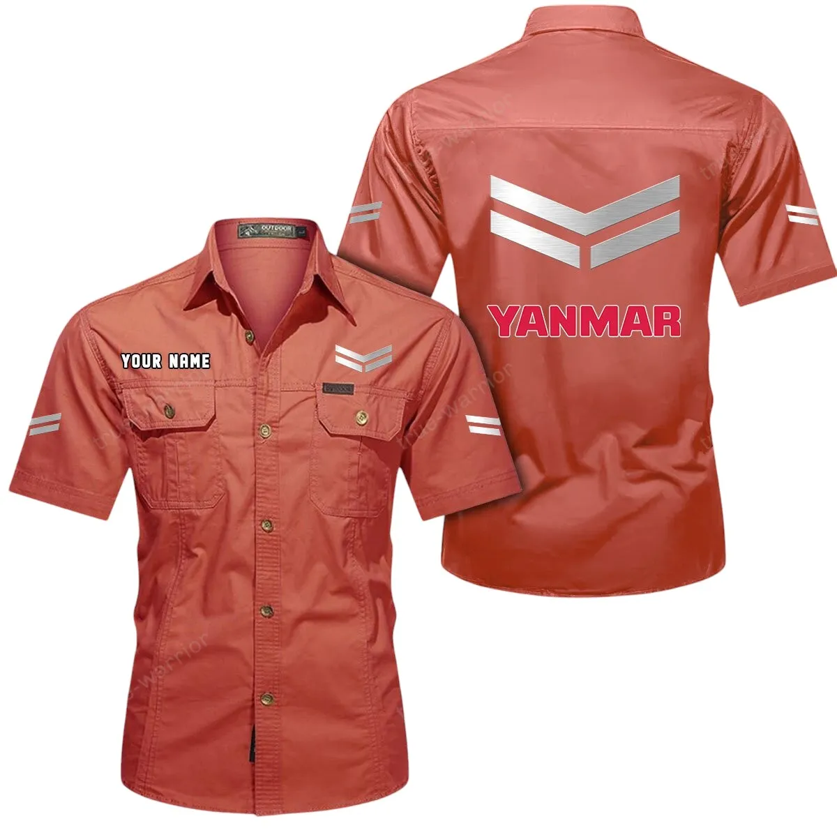 Yanmar Lovers Gift Short Sleeved Shirt, Button Up Shirt Exclusive Logo For Car Owners CAR444052625946 - Red