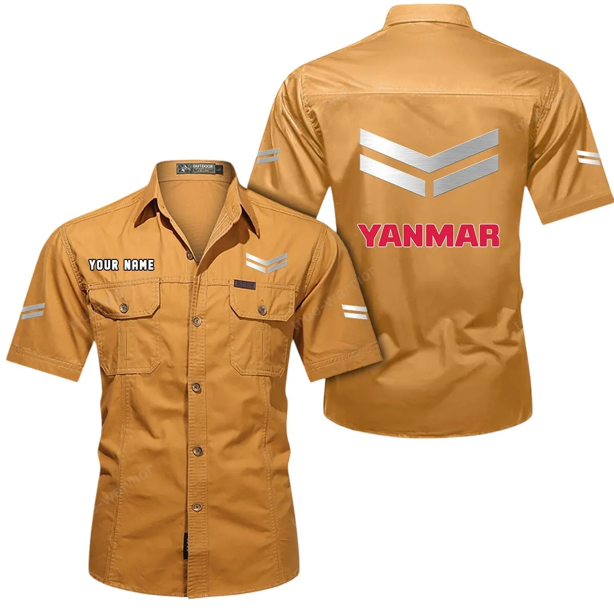 Yanmar Lovers Gift Short Sleeved Shirt, Button Up Shirt Exclusive Logo For Car Owners CAR444052625946 - Turmeric